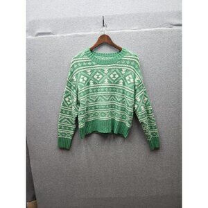 American Eagle Fair Isle Green & White Sweater M